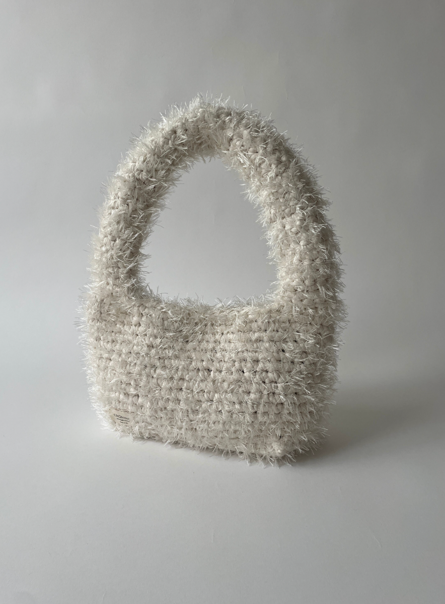Fluffy White Crochet Bag - Large LIINA Bag