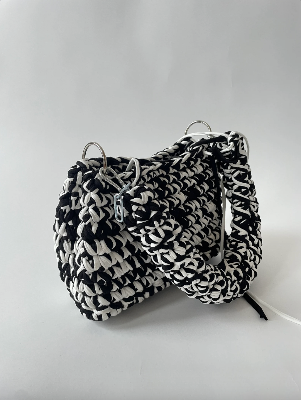Black and White Crochet Bag - Medium JOE