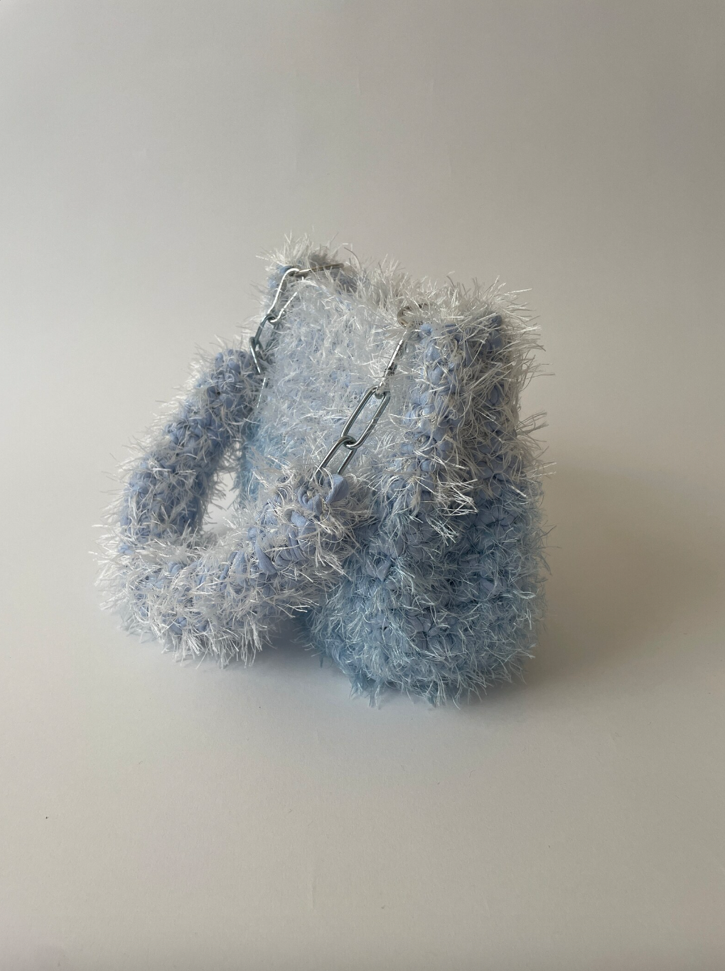 Fluffy Baby Blue Crochet Bag - Medium JOE