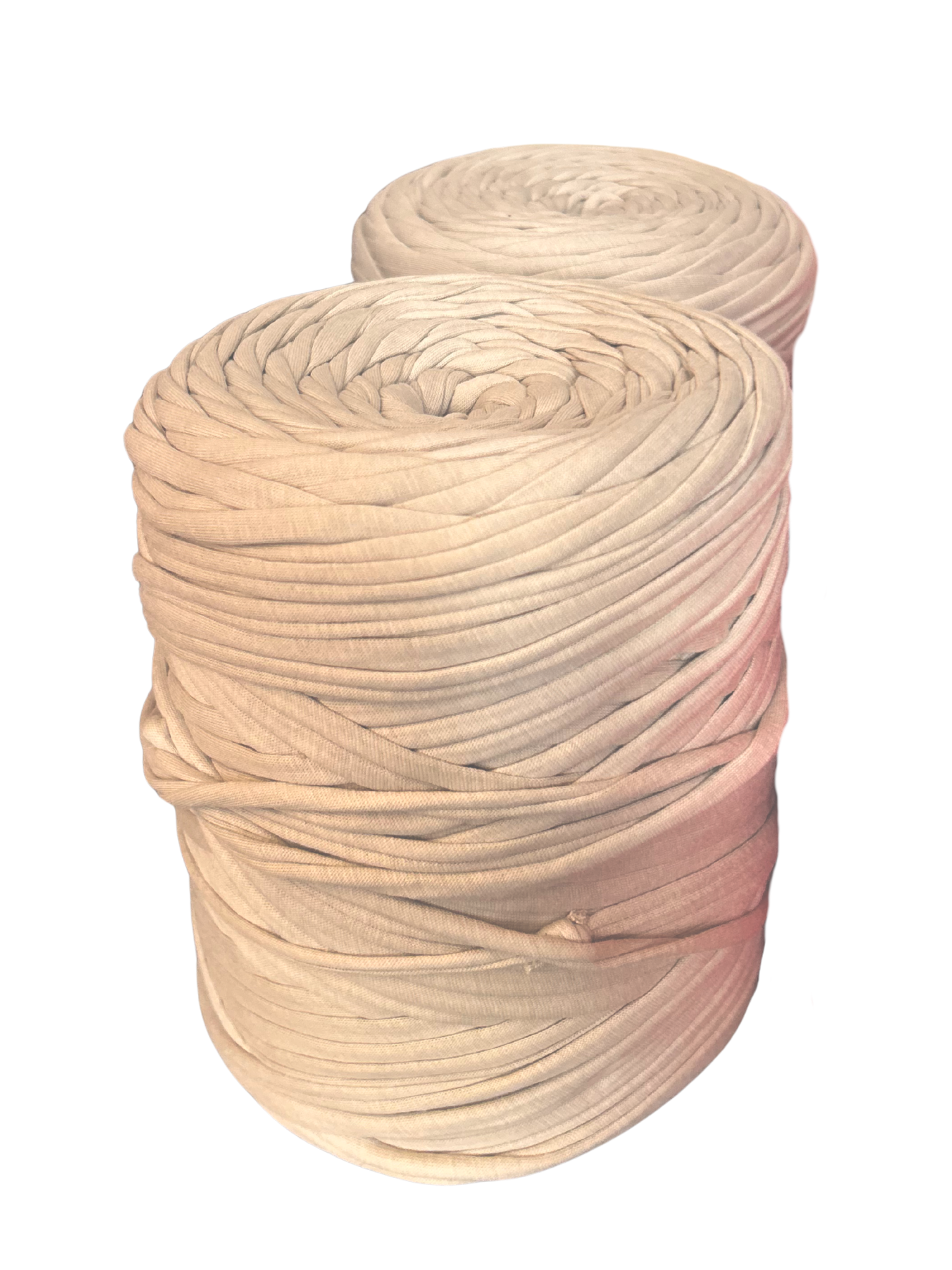 beige tshirt yarn on a white background