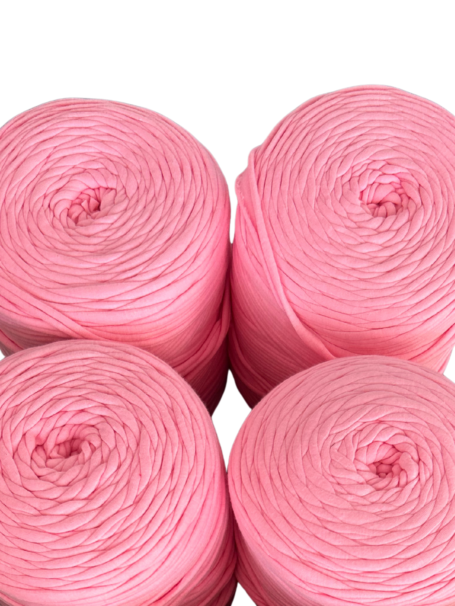 baby pink tshirt yarn on a white background