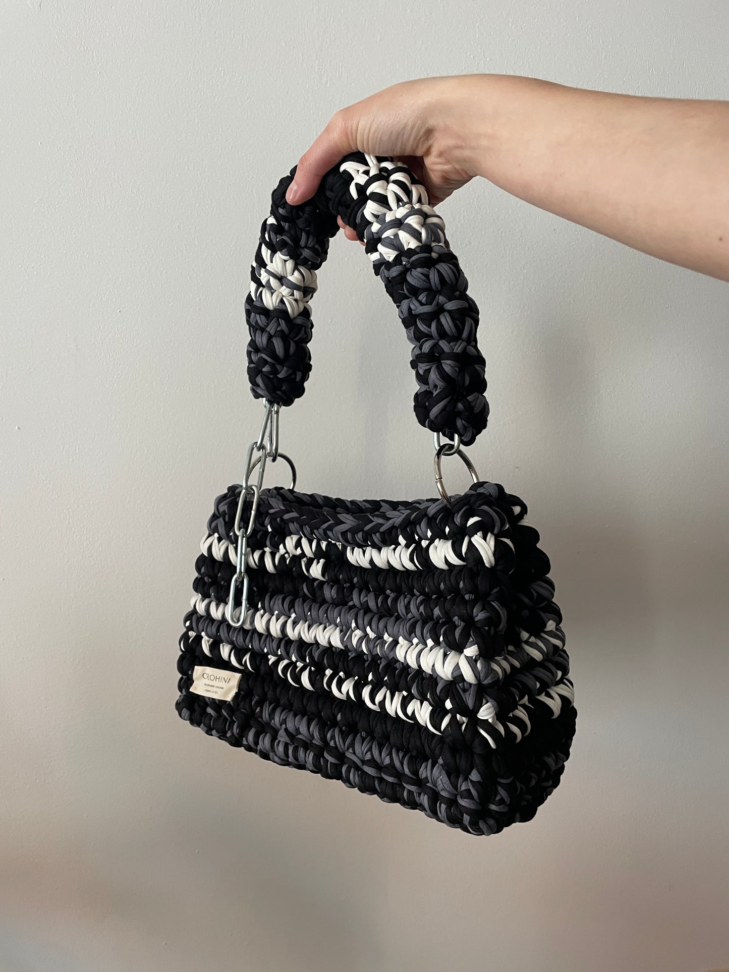 Black and Grey Crochet Bag - Medium JOE