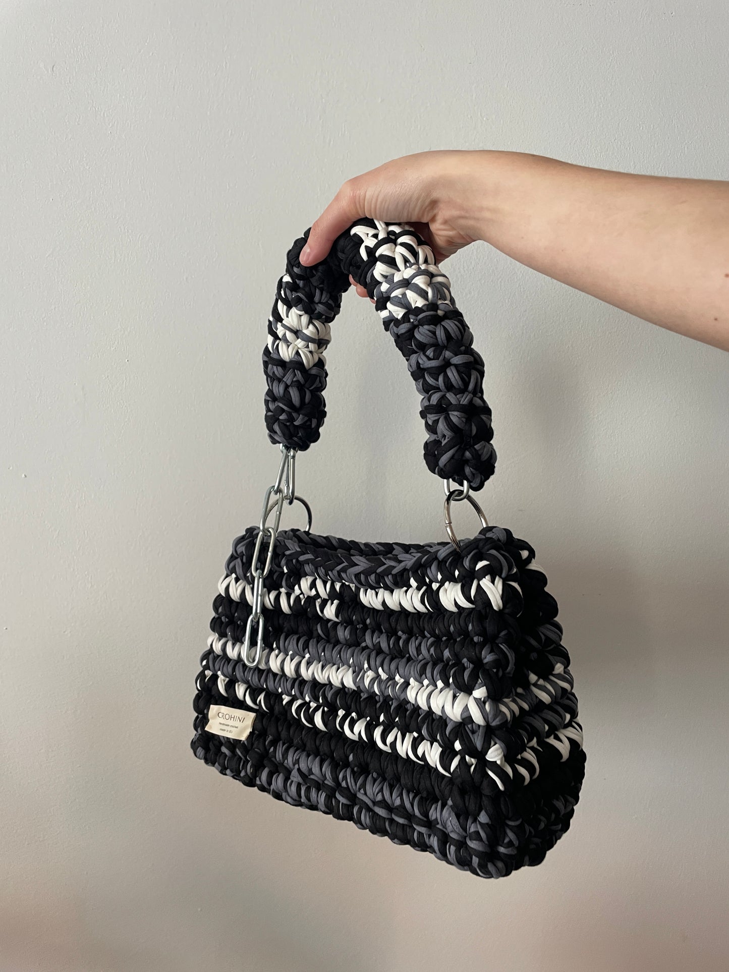 Black and Grey Crochet Bag - Medium JOE