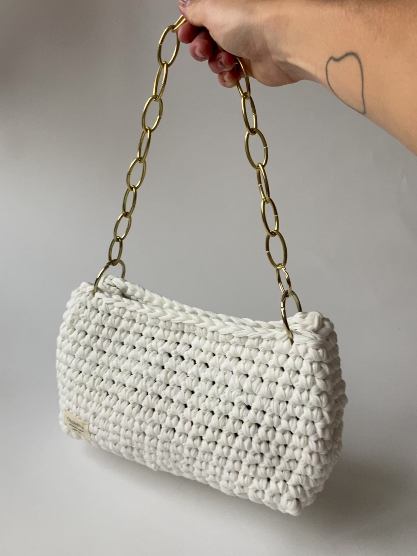 Crochet hot sale white bag